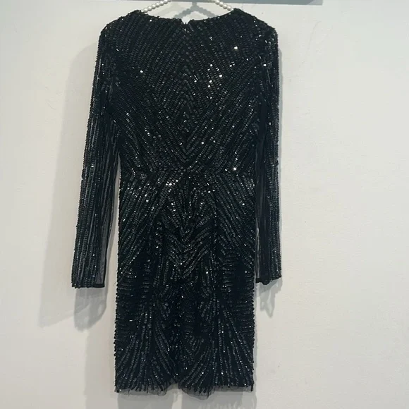 Gianni Bini black bead Sequin embellished Bodycon Mini cocktail Dress size 2 - Picture 7 of 8